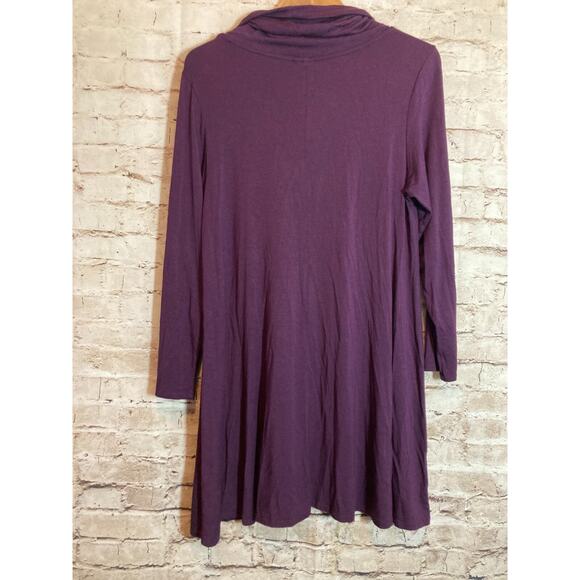 Et' Lois Dress Womens Large Dark Purple Cowl Neck Jersey Stretch Flowy USA Made - Picture 10 of 12